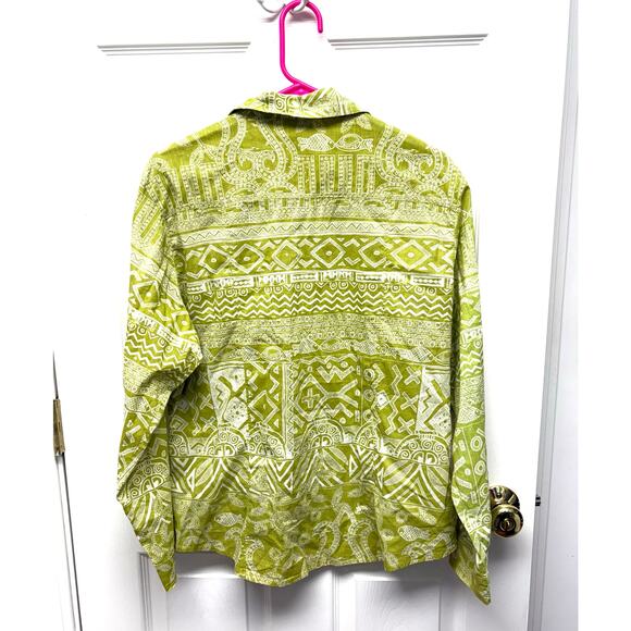 Chicos Lime Green Blouse, Button Up, Long Sleeved, Size M - Picture 3 of 5